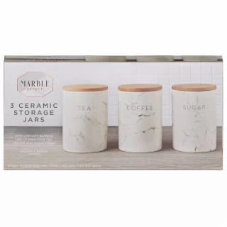B&M Marble Effect Kitchen Canisters 3pc - Image 2