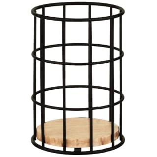 B&M Black Cutlery Holder With Wooden Base