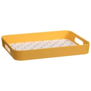 B&M Sausage Dog Bamboo Tray With Handles - Ochre