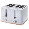 Goodmans Diamond 4 Slice Toaster - White & Rose Gold
