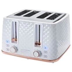 Goodmans Diamond 4 Slice Toaster - White & Rose Gold