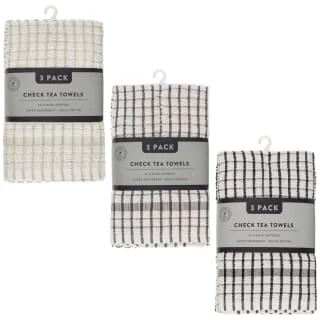B&M Grey Check Tea Towels 3pk - Image 5