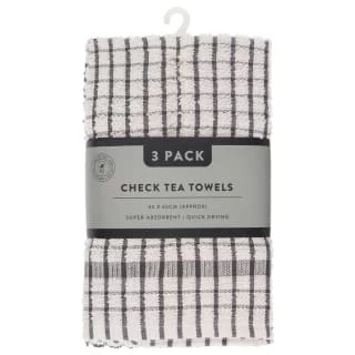 B&M Grey Check Tea Towels 3pk