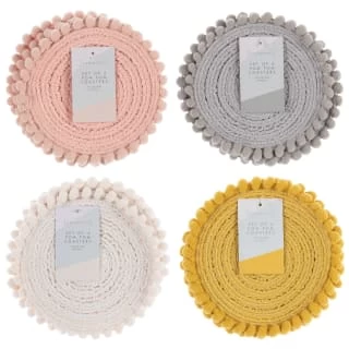 B&M Pom Pom Coasters - Grey 4pk - Image 4