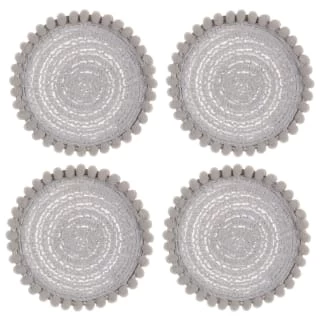 B&M Pom Pom Coasters - Grey 4pk - Image 3