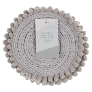 B&M Pom Pom Coasters - Grey 4pk - Image 2