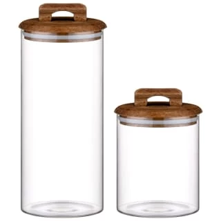 B&M Small Glass Jar With Acacia Wood Lid - Image 4