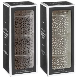 B&M Printed Glass Stackable Storage Jars 3pc - White - Image 6